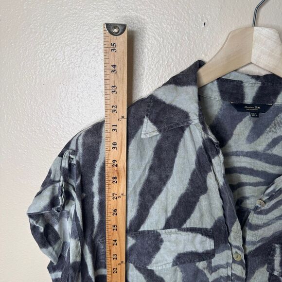 Massimo Dutti Shirt Women's Large Button Up Short Sleeve Zebra Print Linene - Picture 5 of 7